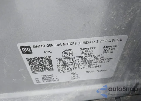 2023 Chevrolet Equinox Awd 2Fl from USA, damaged, VIN 3GNAXTEG7PL263842